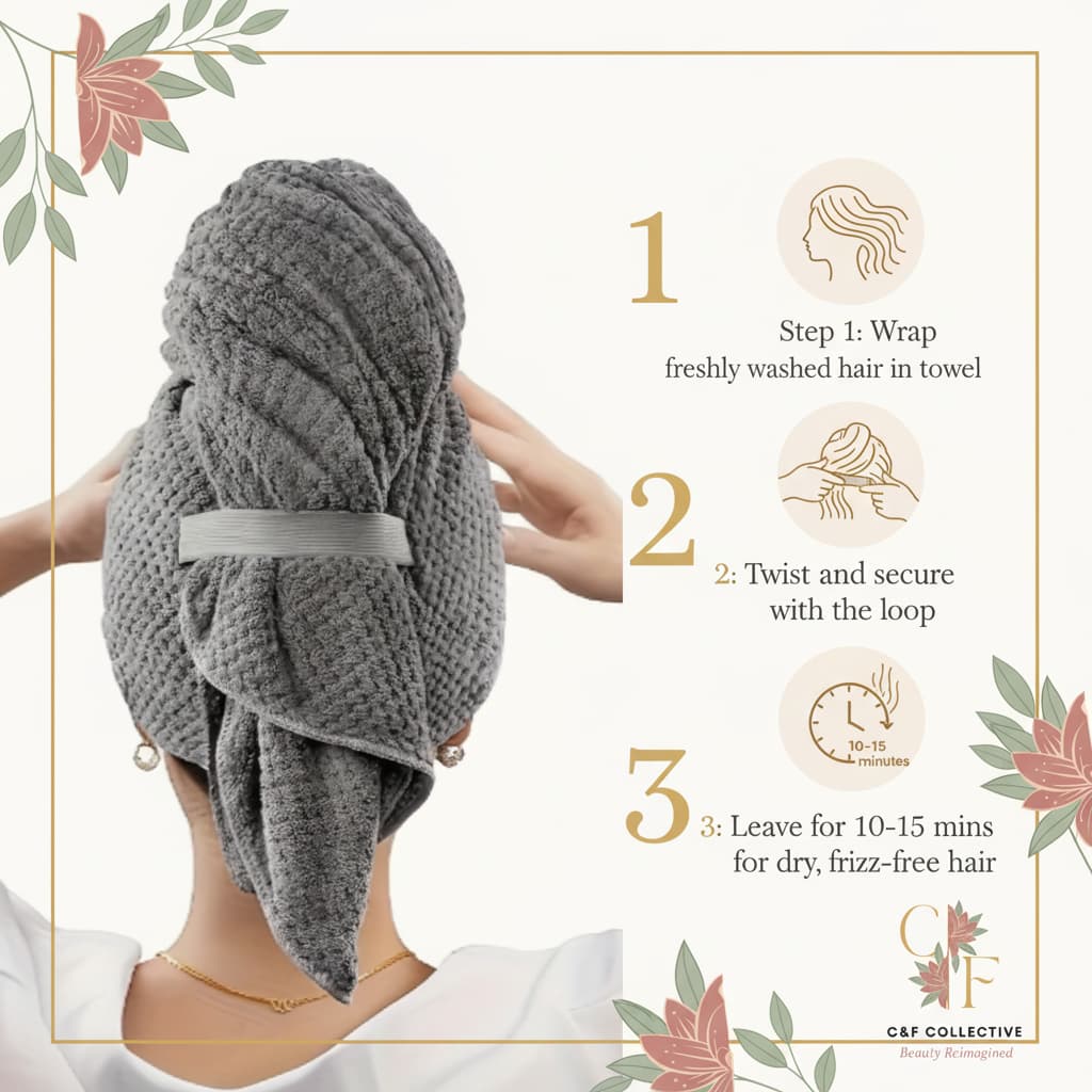 Ultra-Soft Microfiber Hair Towel Cap — Quick-Drying, Frizz-Free & Gentle on Hair | C&F Collective™
